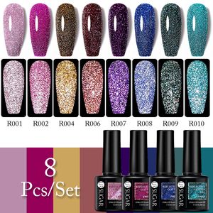 Nagelgel ur socker glitter reflekterande polska set vår sommar semi permanent blöt av uv led lack kit för manikyr 230719