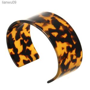 Bohemian Acetate Acrylic Resin Cuff Bracelets Bangles for Women Multicolor Big Boho Leopard Print Bangles Vintage Jewelry Gifts L230704