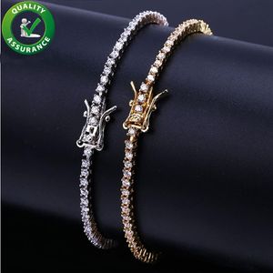 Iced Out Chains Diamond Tennis Armband Mens Hip Hop smycken 18K Guldpläterade armband Micro Paled CZ Sparkling Luxury Bangle Wris316p