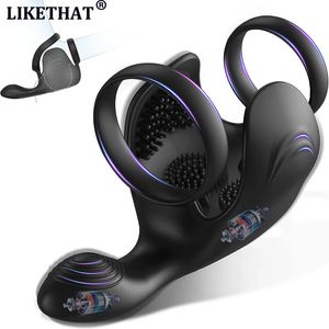 Vibratorer Sexiga leksaker Prostata Vibrator Testikel Massage Anal Butt Plug Cock Penis Ring Male Masturbator Cocking Sex Toy for Men Sextoy 230720