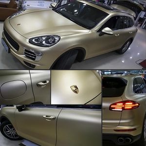 Champagne Gold Matte Metallic Vinyl Sticker Car Wrap Film med Air Release Vehicle Car Wapping Foil Storlek 1 52x18m 5x59ft273q