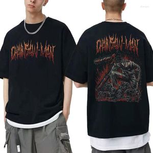 Men's T Shirts Anime Chainsaw Man Denji Pochita Devil Graphic Short Sleeve Men Casual Oversized T-shirt Unisex Manga Black Streetwear