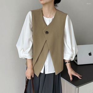 Women's Vests Elegant Vest For Women Sleeveless Spring Summer Office Ladies Temperament Overcoats Chic Veste Fashion Chaleco Mujer Q95