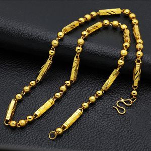 24k Male high artificial gold necklace overlooks gold hexagonal beads mens necklace jewelry mens gold necklace223Z