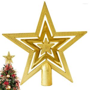 Topper de árvore de decorações de Natal | Estrela dourada brilhante para férias faça você mesmo enfeite plug-in interno e externo à prova de estilhaçamento D