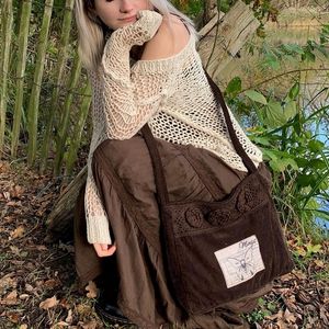 Skirts y2k Fairy Grunge Kawaii HighWaisted Vintage Brown Long Pleated Skirt Midi Women Korean Harajuku Retro Mall Goth Clothes 230720