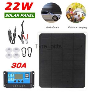 Outros carregadores de baterias 22W Kit de painel solar 12V Carregador de bateria solar com saída USB 30A Controlador de painel solar para celular carro RV navio acampamento x0720