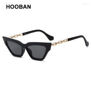 Óculos de sol HOOBAN Clássico Olho de Gato Feminino Colar de Marca com Armação de Metal Óculos de Sol Feminino Óculos de Luxo Ao Ar Livre UV400