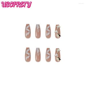 Adesivi per unghie finte Art Nail indossabile Facile da applicare Usa 3d fatto a mano 24 pezzi / scatola Riutilizzabile