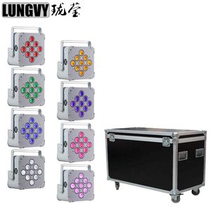 8pcs Lot Uçuş Kılıfı 9x18W RGBWA UV 6IN1 Pil Powered Kablosuz DMX aşama LED LED PAR IŞIK UPLIGHT226E