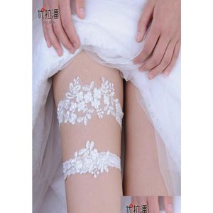 Bridal Garters spetsar för chic applicerade benblommor Kvinnor Tillbehör BRIDES Supplies CL04373958104 Drop Delivery Party Events DHTK7