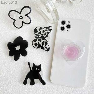 Koreansk högkvalitativ söt kattfjäril Flower Foldbar elastisk mobiltelefonfäste fingerring prata smart universal tillbehör l230619