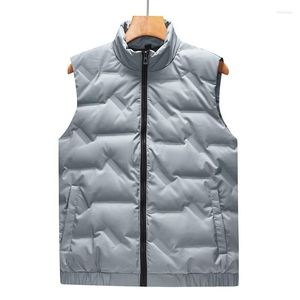 Gilet da uomo Gilet per il tempo libero Gilet da uomo Soldi invernali Colore puro Collare di cavallo d'anatra bianco contratto Abbigliamento caldo