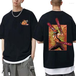 Magliette da uomo Divertente Anime Chainsaw Man Denji Print Tshirt Pochita Makima Tees Men Manga Sweat Maschio Y2k Cartoon Hip Hop Camicia oversize