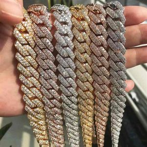 14mm Gold Chain Design for Men Iced Out Square Cuban Link Mens Chains313w