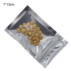 200pcs lot 7 13cm Front Clear Silver Zip Lock Plastic Mylar Food Grocery Packing Bag Resealable Top Zipper Aluminum Foil Poly Bags241k