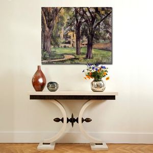 Modern Abstract Canvas Art Chestnut Tree and Farm på Jas de Bouffan Paul Cezanne Handgjorda oljemålning Contemporary Wall Decor