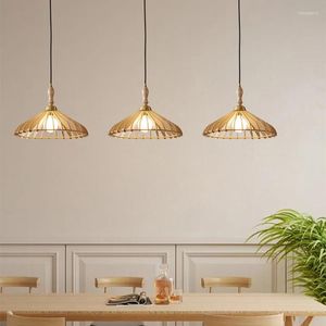 Hängslampor japansk stil ledande ljusarmaturer trä kök te rum restaurang lampa e27 glödlampa 110-240v