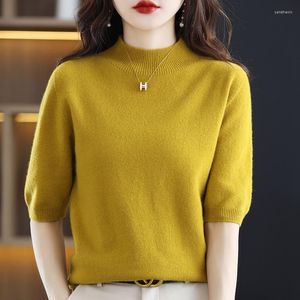 Kvinnors tröjor 2023 Kortärmad kvinnor Turtleneck Wool Standard Pullovers Winter Sticking Clothing Ankomst Cashmere
