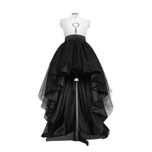 Hoher, niedriger schwarzer Tüllrock, Tutu mit asymmetrischem Saum, mehrlagiges Hochzeits-Brautkleid, hohe Taille, plissiert, Abschlussball, Gala, stilvoll, Saia Bridal Acces280j