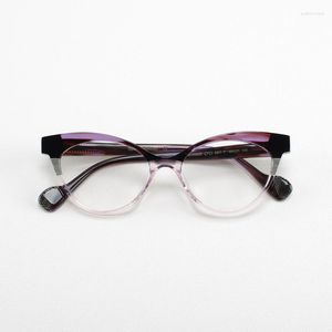 サングラスフレームcateye acetate eyeglasses女性処方手作りメガネ高品質のパーソナライズされたスタイリッシュでフルケース