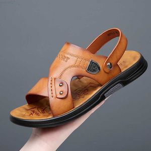 Sandaler män läder sandaler sommar klassiska pojkar skor tofflor mjuka sandaler män romerska bekväma utomhus strand promenad skor l230720