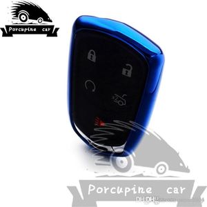 Интеллектуальная интеллектуальная корпус TPU Case Case 5 Bottons Keyfob Key Cring Care держатель ключей для Cadillac ATS XT5 CT6 Accessy2312