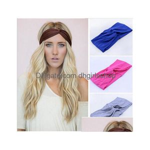 Headbands Fashion Candy Colors Women Stretch Twist Headband Turban Soft Sport Yoga Head Wrap Bandana Headwear Bohemia Style Hair Acc Dh79Y