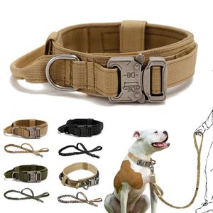 Dog Collars Leashes Adjustable large dog collar comfortable nylon bungee belt metal buckle collar for tactical dog training walking and hunting 230719