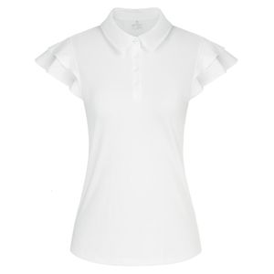 Women s Polos J Lapel Collar Sports Shirt Flutter Sleeve Button Up Neck Golf Wear Tops Short Quick Drying T A20 230720