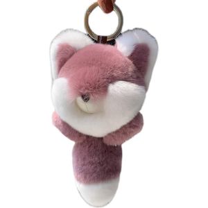 巨大なRex Rabbit Fur Keychain Monster Pompom Doll Keyring Bag Car Charm Pendant Fox with Metal Claw272c