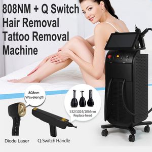 Professionell laser 808 Hårborttagning Q Switch ND Yag Laser Pigment Ta bort tatuering Skinföryngring Acne Treating Beauty Machine