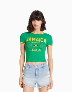 Women S Shirt Aesthetic JAMAICA Letter Printed Gothic Cut Top Street Wear Baby T Shirt Retro Casual Short Sleeve Y2k Clothing 230720