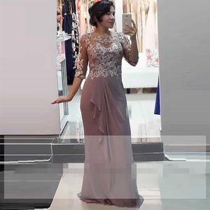 Vestido Novia Mother of the Bride Dress на ужин вечером 2020 Plus Size Long Dress Fare Вечерние платья с рукавами3116