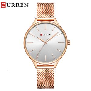 Zegarki damskie Curren proste zegarki zegarek ze ręką marki marki moda sukienka damska bransoletka zegar Rose Gold Clock Prezenty 230719