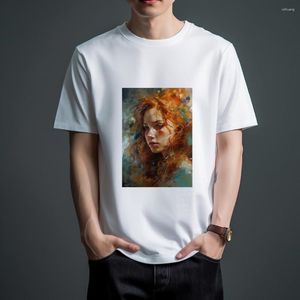 Camisetas Masculinas WSFEC S-4XL Camisa de Algodão Puro Para Homens Roupas Pintura a Óleo Padrão Tema Manga Curta Verão Casual Top DIY Personalizado Atacado