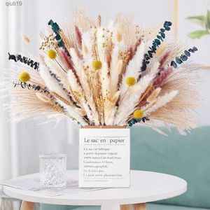 Torkade blommor 100 st torkade pampas gräsmix bukett torkade blommor bukett med boho blommor för hem bröllop lantbruk decore trockenblumen r230720