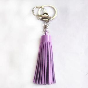 Keychains Fashion PU Leather Tassel Keychain Vintage Round Pompom Bag Charms Key Ring Tassels Chains Car Jewelry Fringe Valentines Day