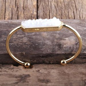 Charm Bracelets MD Fashion Boho Jewelry Natural Stone & Druzy Medal Cuff Bangles For Women Bangles1203N