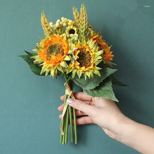 Dekoratif Çiçekler Yüksek Kaliteli Dlores Yapay Ayçiçeği Buketi Ana Masa Masası Vazo Dekorasyonu Gelin Mariage Holding için
