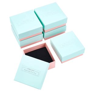 Jewelry Boxes 1824pcs Cardboard Jewelry Boxes Aquamarine Color Jewelry Box Gift Case for Jewelry Earring Gift Packaging Box with Black Sponge 230718