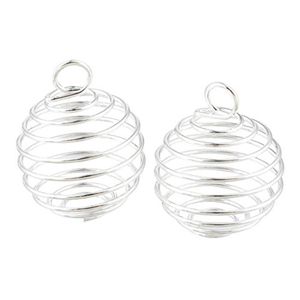 Silver Plated Spiral Bead Cages Charms Pendants Findings 9x13mm Jewelry making DIY276l