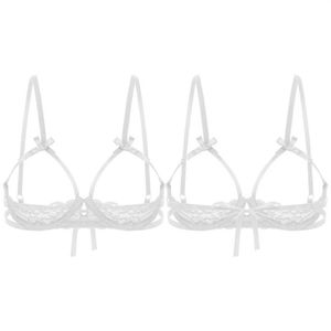 Sutiã de mamilo aberto sexy feminino erótico sutiã de copa aberta cueca com peito transparente transparente lingerie de renda prateleira288i