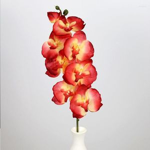 Dekorativa blommor singel 8-huvudfärg Phalaenopsis Orchid Fake Flower El Wedding Home Decor Artificial Pography Bakgrund