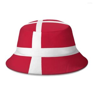 Berets Denmark National Flag Bucket Hat For Women Men Students Foldable Bob Fisherman HatsPanama Cap Streetwear