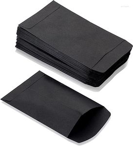 Embrulho para presente pequeno envelope de papel preto liso mini bolsas para troco moeda semente joias artesanato doces lembrancinhas - não gomado