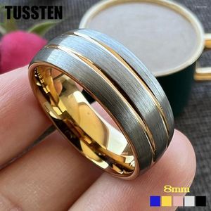 Alyanslar Drop tussten 8mm Tungsten Karbür Yüzük Bandı Erkekler için Kadınlar Kubbeli Yivli Finish Büyük İşçilik Konforu Fit