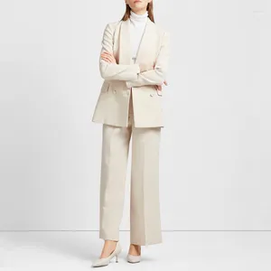 Women's Two Piece Pants Double Breasted Blazer Sets Business Women Suits Regular Style 2 Pieces Leisure Pantsuits (Jacket Trousers) Custom