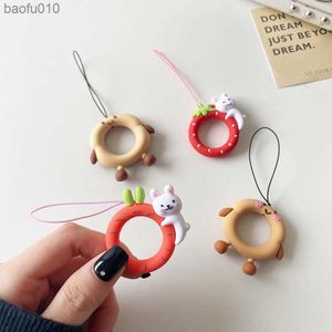 Cartoon Cute Phone Strap Anti-Lost Lanyard Finger Ring Straps Universal Silicone Pendant Mobile Phone Keychain Cord Accessories L230619