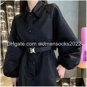 Women'S Trench Coats Luxury Sleeves Detachable Down Coat Vest Stand Collar Parkas Women Zipper Long Sleeve Cotton Jacket With Tags D Dh6Hs